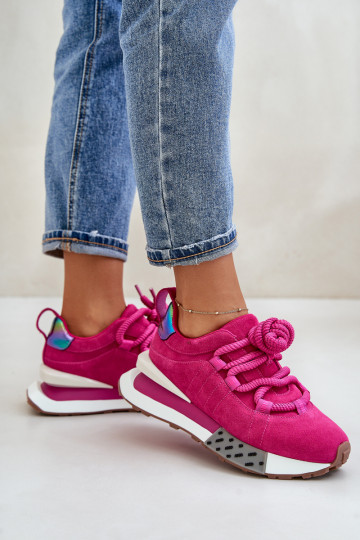 de camurça À modalo de tênis Feminino com uma plataformaGrubym Amarrandom Artiker 55C0086 cor rosa