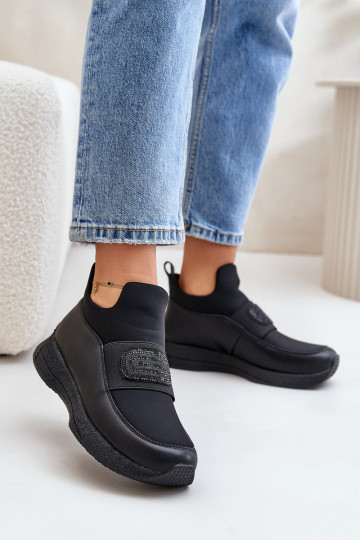 Sapatos esportivos de couro com plataforma Artiker 55C0035, cor preta 2