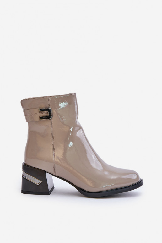 com efeito verniz Botas com salto aquecimento MR880-093 cor cinza