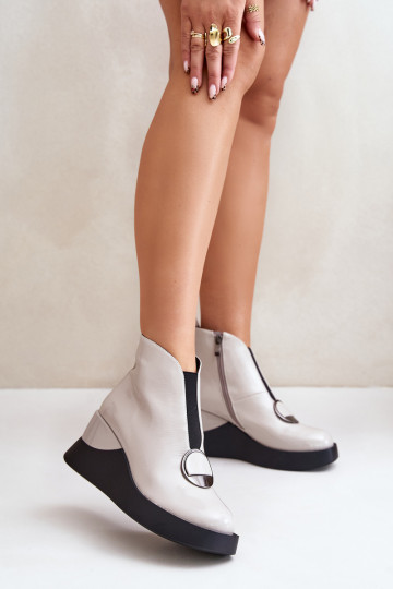 com efeito verniz Botas Em uma cunha aquecimento D&A MR880-136 cor cinza
