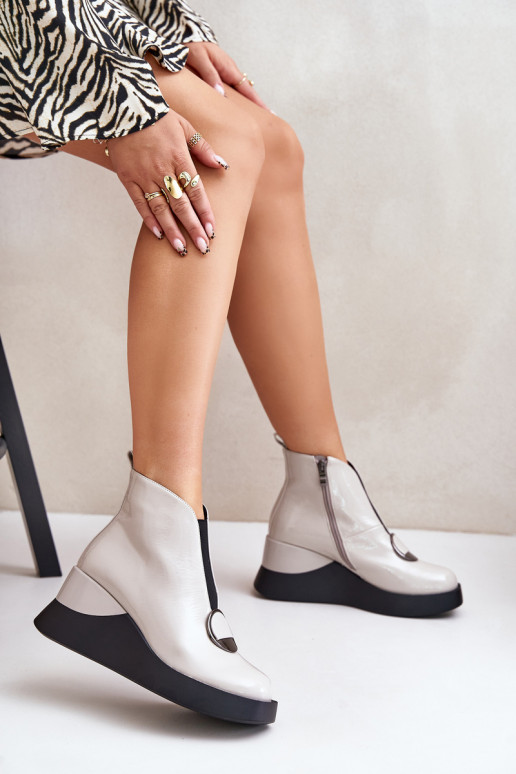 com efeito verniz Botas Em uma cunha aquecimento D&A MR880-136 cor cinza