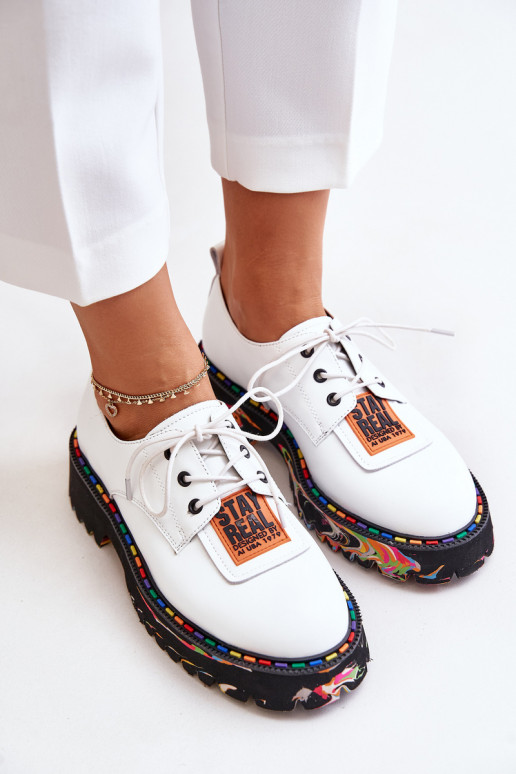 Pele sapato Feminino com atacadores Artiker 55C0500 cor branca Pele sapato Feminino com atacadores Artiker 55C0500 cor branca