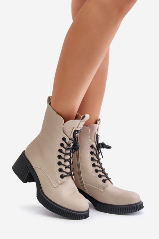 aquecimento Botas femininas Feito de couro natural Vinceza 66671 bege