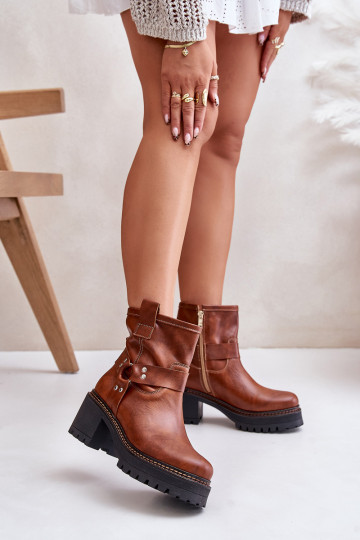 Botas de cano curto femininas para o castelo LeĮskis 3435 na cor marrom 2