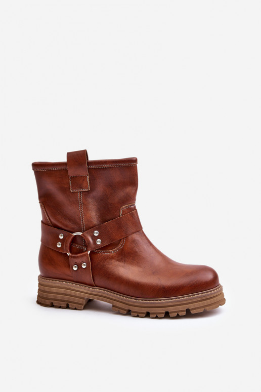 Pele Botas femininas com salto largo LeParaski 3610 cor marrom