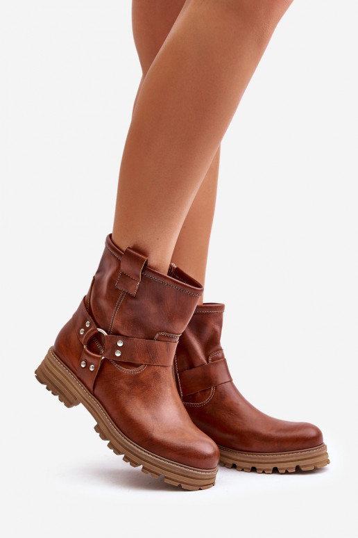 Pele Botas femininas com salto largo LeParaski 3610 cor marrom