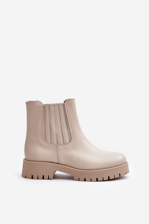 Um modelo atraente Botas femininas com salto largo Pele LeParaski 3611 cor de marfim