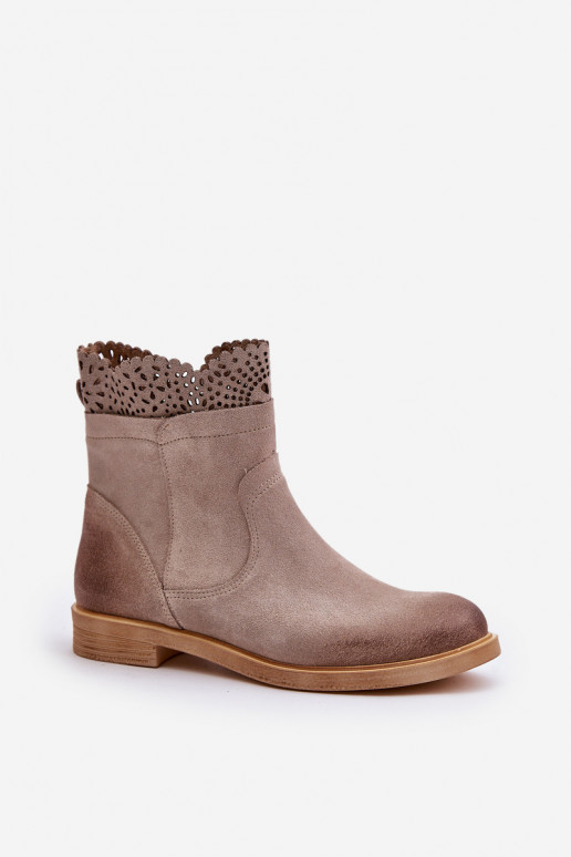 sapatos de salto baixo para mulheres com salto largo de camurça LeParaski 3624 cor capuccino sapatos de salto baixo para mulheres com salto largo de camurça LeParaski 3624 cor capuccino