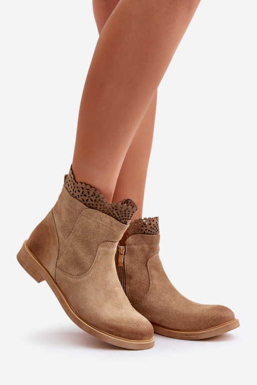 sapatos de salto baixo para mulheres com salto largo de camurça LeParaski 3624 bege sapatos de salto baixo para mulheres com salto largo de camurça LeParaski 3624 bege