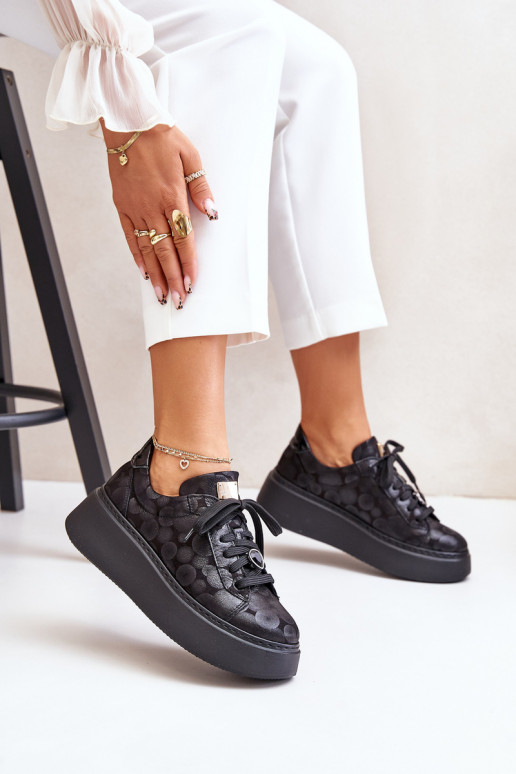 Pele tênis com uma plataforma Tem que serciejka 06191-42 cor preta Pele tênis com uma plataforma Tem que serciejka 06191-42 cor preta