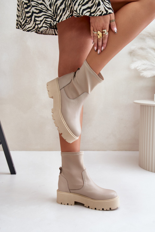 Zazoo 2947 Um modelo atraente Botas femininas Feito de couro natural bege Zazoo 2947 Um modelo atraente Botas femininas Feito de couro natural bege