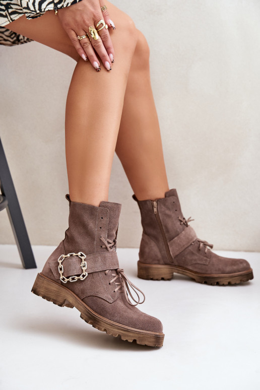 Zazoo 2951 Sapatos de camurça decorar com fivelas bege Zazoo 2951 Sapatos de camurça decorar com fivelas bege