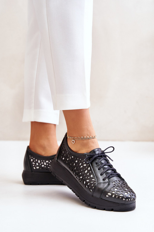 Zazoo 2973 Pele sapato com uma plataforma com elementos abertos cor preta Zazoo 2973 Pele sapato com uma plataforma com elementos abertos cor preta