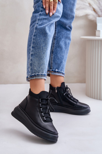  Pele tênis com uma plataforma Artiker 55C1041 cor preta 2