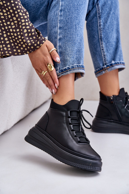  Pele tênis com uma plataforma Artiker 55C1041 cor preta