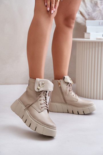 Zazoo 60511 botas femininas de couro aquecidas com plataforma, na cor areia