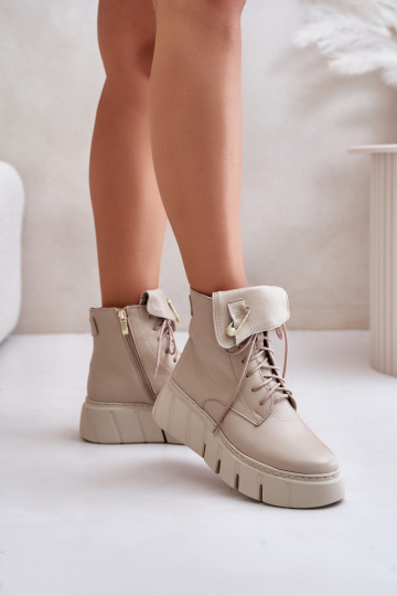 Zazoo 60511 botas femininas de couro aquecidas com plataforma, na cor areia 2