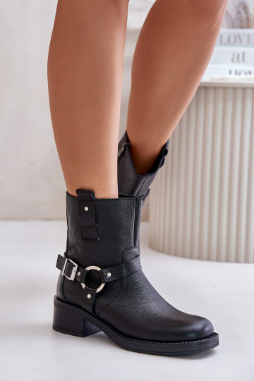 Zazoo 60480 botas de couro aquecidas com salto baixo, na cor preta 2