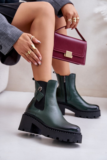 Zazoo 60490 botas de couro aquecidas com ornamentos, na cor caqui