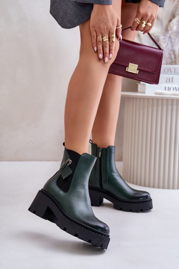 Zazoo 60490 botas de couro aquecidas com ornamentos, na cor caqui 2