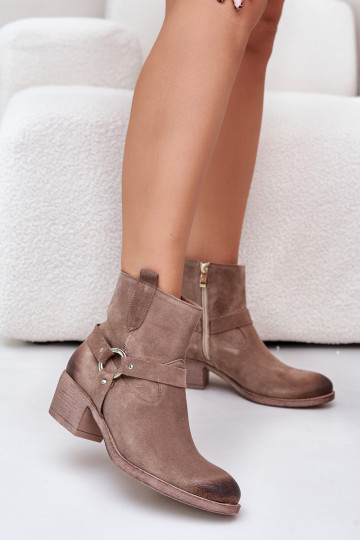 Zazoo 60477 botas de camurça aquecidas com salto, na cor areia 2