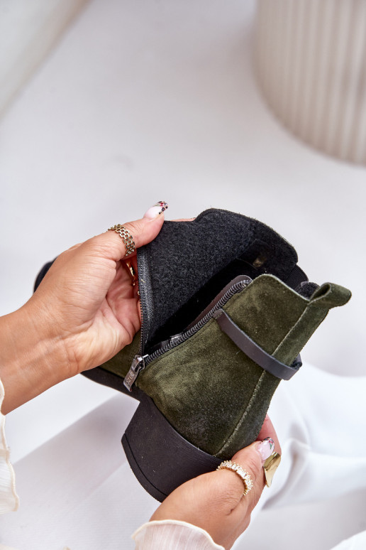 Zazoo 60478 Sapatos de camurça com salto aquecimento Preso Casal o castelo cor cáqui