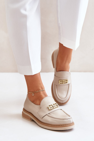 Zazoo 20174 Pele Estilo elegante sapato Feminino com salto largo bege