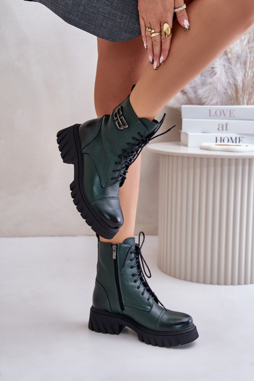 Zazoo 60486 Pele Botas quentes com cordões cor cáqui Zazoo 60486 Pele Botas quentes com cordões cor cáqui