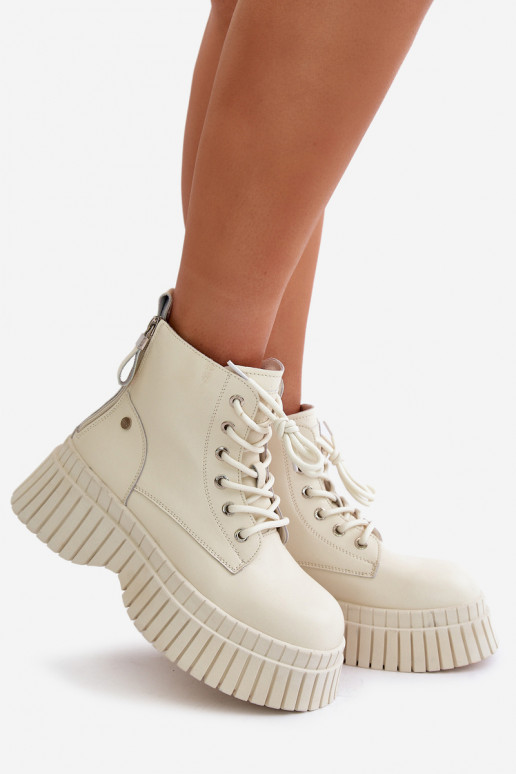 aquecimento Pele Botas sapato com solas maciças da moda GOE OO2N4127cor de marfim aquecimento Pele Botas sapato com solas maciças da moda GOE OO2N4127cor de marfim