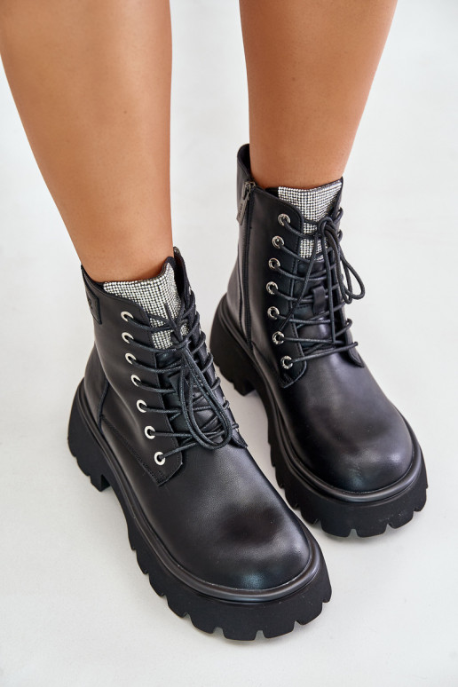 aquecimento Pele Botins de trabalho Feminino com olhos brilhantes GOE OO2N4125 cor preta aquecimento Pele Botins de trabalho Feminino com olhos brilhantes GOE OO2N4125 cor preta