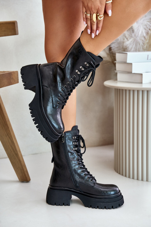 Pele Botins de trabalho Feminino aquecimento GOE OO2N4121 cor preta