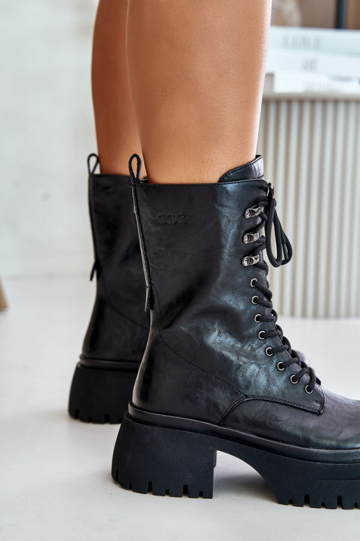 Pele Botins de trabalho Feminino aquecimento GOE OO2N4121 cor preta