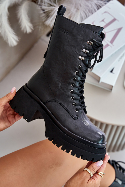 Pele Botins de trabalho Feminino aquecimento GOE OO2N4121 cor preta