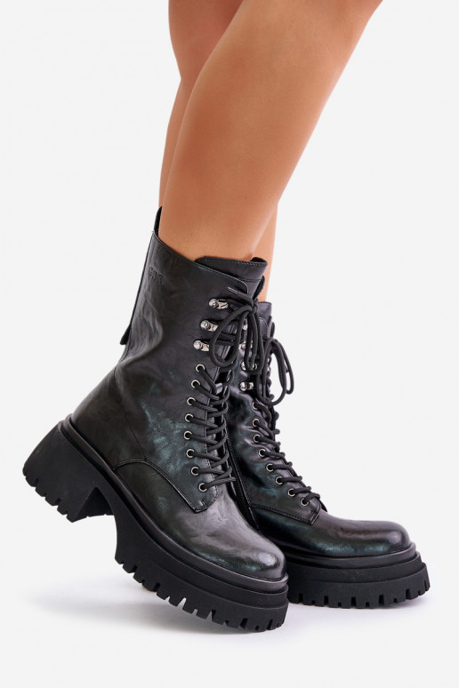 Pele Botins de trabalho Feminino aquecimento GOE OO2N4121 cor preta