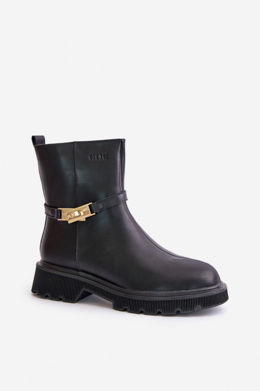 Pele Botas femininas com alças aquecimento GOE OO2N4150 cor preta Pele Botas femininas com alças aquecimento GOE OO2N4150 cor preta