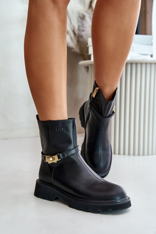 Pele Botas femininas com alças aquecimento GOE OO2N4150 cor preta Pele Botas femininas com alças aquecimento GOE OO2N4150 cor preta