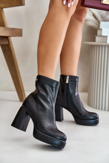 Botas curtos de couro com salto GOE OO2N4166-IN2 preto 2