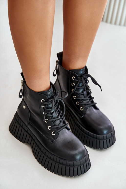 aquecimento Pele Botas sapato com solas maciças da moda GOE OO2N4126 cor preta aquecimento Pele Botas sapato com solas maciças da moda GOE OO2N4126 cor preta