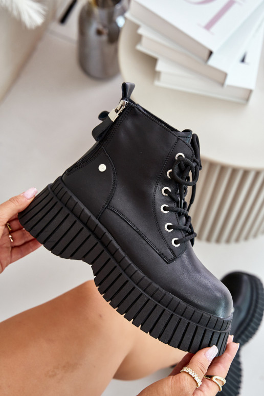 aquecimento Pele Botas sapato com solas maciças da moda GOE OO2N4126 cor preta aquecimento Pele Botas sapato com solas maciças da moda GOE OO2N4126 cor preta