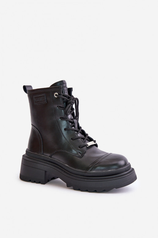 Feminino botas de montaria altas Botas aquecimento Feito de couro natural Goe OO2N4115-EM2 cor preta Feminino botas de montaria altas Botas aquecimento Feito de couro natural Goe OO2N4115-EM2 cor preta