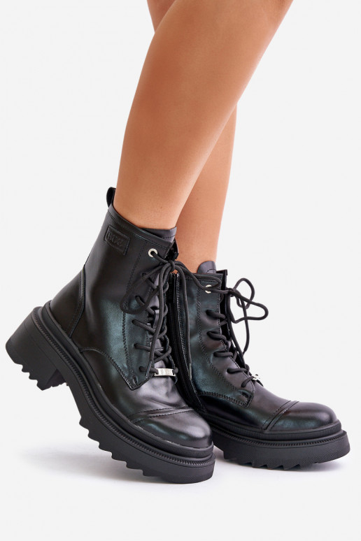 Feminino botas de montaria altas Botas aquecimento Feito de couro natural Goe OO2N4115-EM2 cor preta Feminino botas de montaria altas Botas aquecimento Feito de couro natural Goe OO2N4115-EM2 cor preta