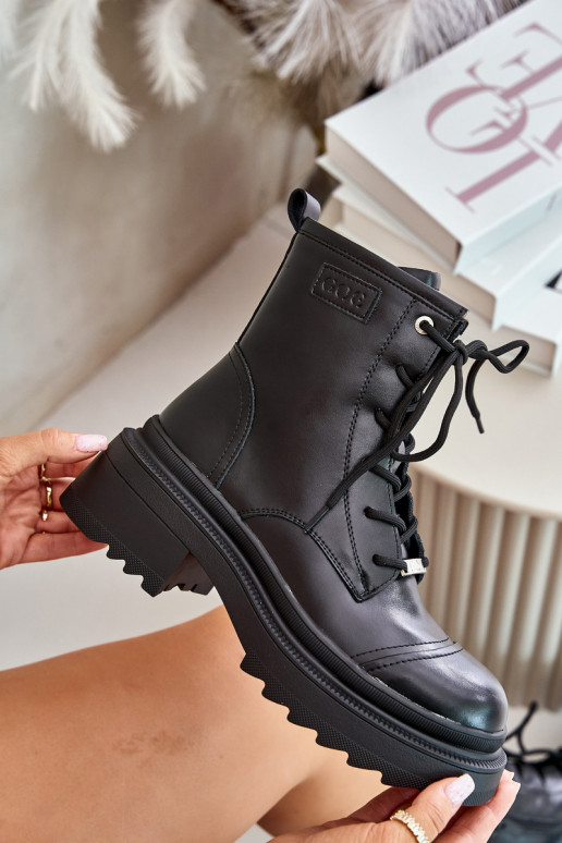 Feminino botas de montaria altas Botas aquecimento Feito de couro natural Goe OO2N4115-EM2 cor preta Feminino botas de montaria altas Botas aquecimento Feito de couro natural Goe OO2N4115-EM2 cor preta