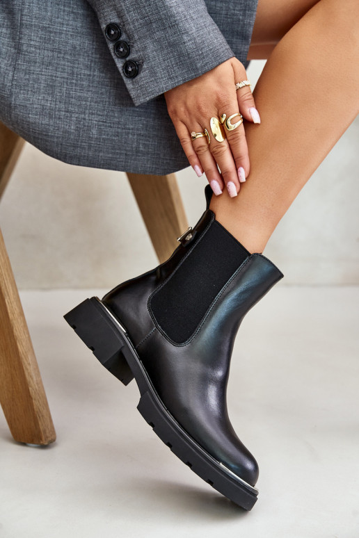 Pele botas elegantes Casal o castelo GOE OO2N4147-E2 cor preta Pele botas elegantes Casal o castelo GOE OO2N4147-E2 cor preta