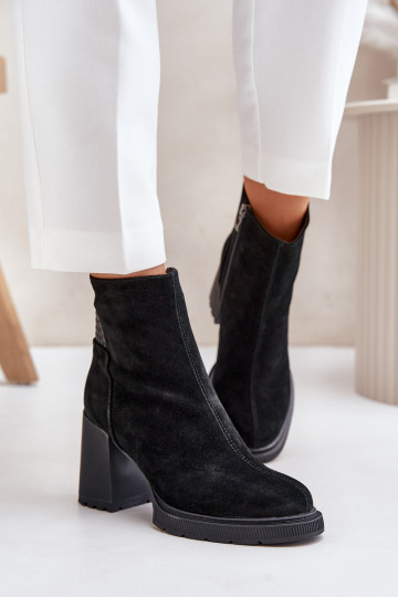 Botas curtas de camurça quentes com salto D&A CR42-106 preto 2