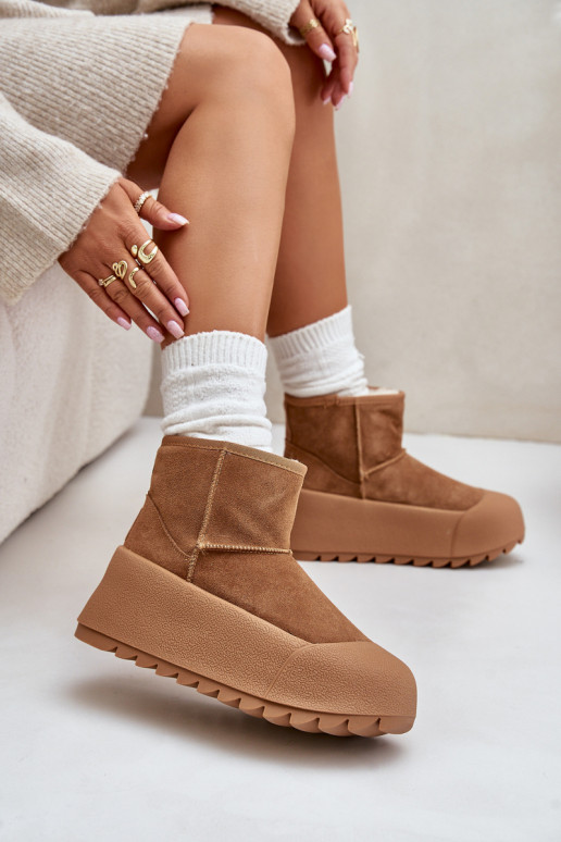 aquecimento de camurça Botas de neve com uma plataforma Big Star OO274A212 cor marrom aquecimento de camurça Botas de neve com uma plataforma Big Star OO274A212 cor marrom