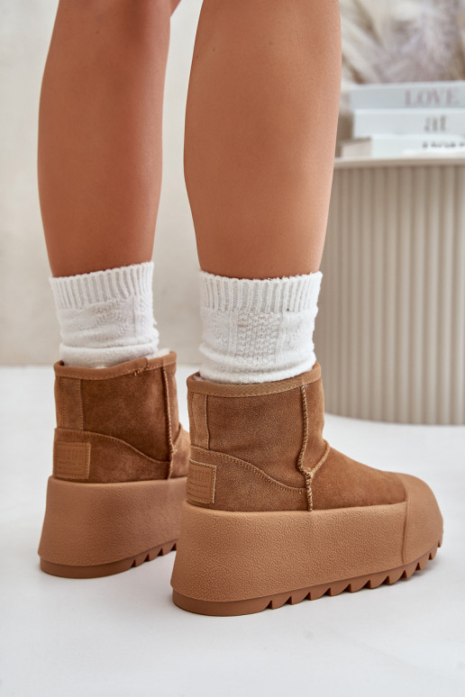 aquecimento de camurça Botas de neve com uma plataforma Big Star OO274A212 cor marrom aquecimento de camurça Botas de neve com uma plataforma Big Star OO274A212 cor marrom