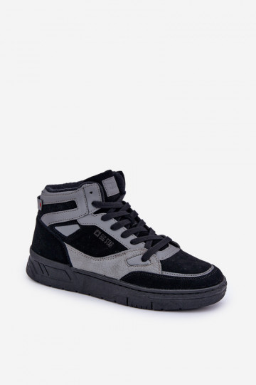 Sapatos esportivos masculinos de camurça Big Star OO174303 Hi-Poly System preto e cinza