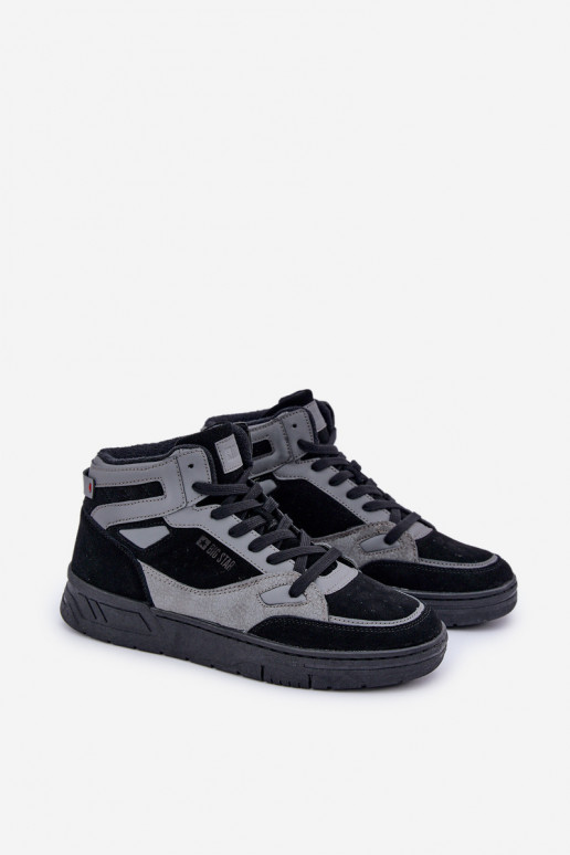 de camurça À modalo de tênis Tem que sercho Big Star OO174303 Hi-Poly System Preto e-cor cinza