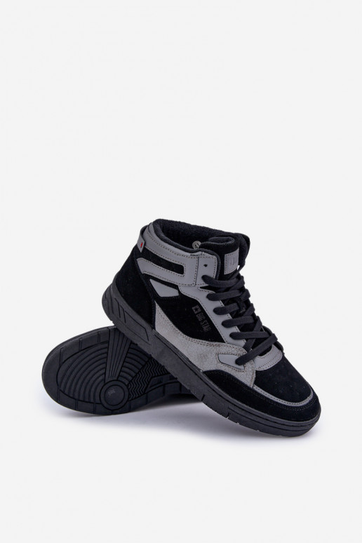 de camurça À modalo de tênis Tem que sercho Big Star OO174303 Hi-Poly System Preto e-cor cinza