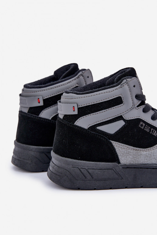 de camurça À modalo de tênis Tem que sercho Big Star OO174303 Hi-Poly System Preto e-cor cinza